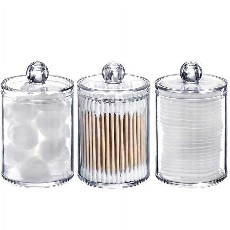 Easeen Mini Glass Apothecary Jars, Bathroom Storage Organizer Canisters for  Cotton Swabs, Cotton Balls, Makeup Sponges, Bath Salts, Hair Ties, Makeup