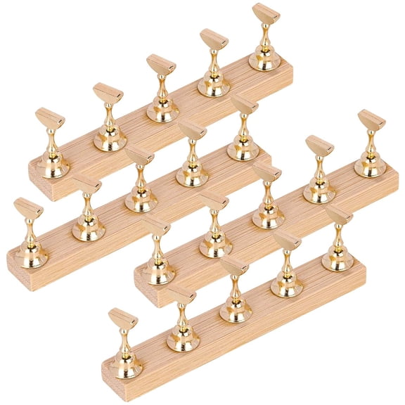 Tbestmax 4 Sets Nail Stand for Press on Magnetic Nail Tip Holder Nails Art Display Stand Wood Fake Nail Holder