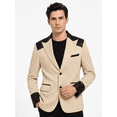 thumbnail image 1 of Tbfashion Blazer for Men Formal Dress Suit Jacket Beige Contrast Trim Business Party Coat, 1 of 3