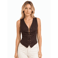 thumbnail image 1 of Tbfashion Women's Sleeveless V Neck Lace Up Vest Top with Grommet Front Detail, 1 of 4