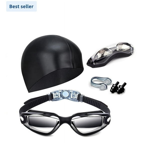 Tbfunny Swim Goggles Swimming Goggles No Leaking with Nose Clip, Earplugs, Swim Cap and Case for Men Women