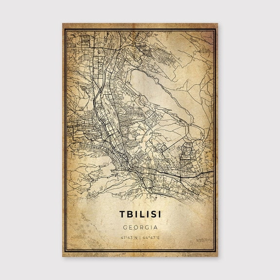 Tbilisi City Map Print: Modern Vintage Wall Artfor Living Room Bedroom Office Farmhouse Neutral Home Artwork Ready to Hang 8x12 inch