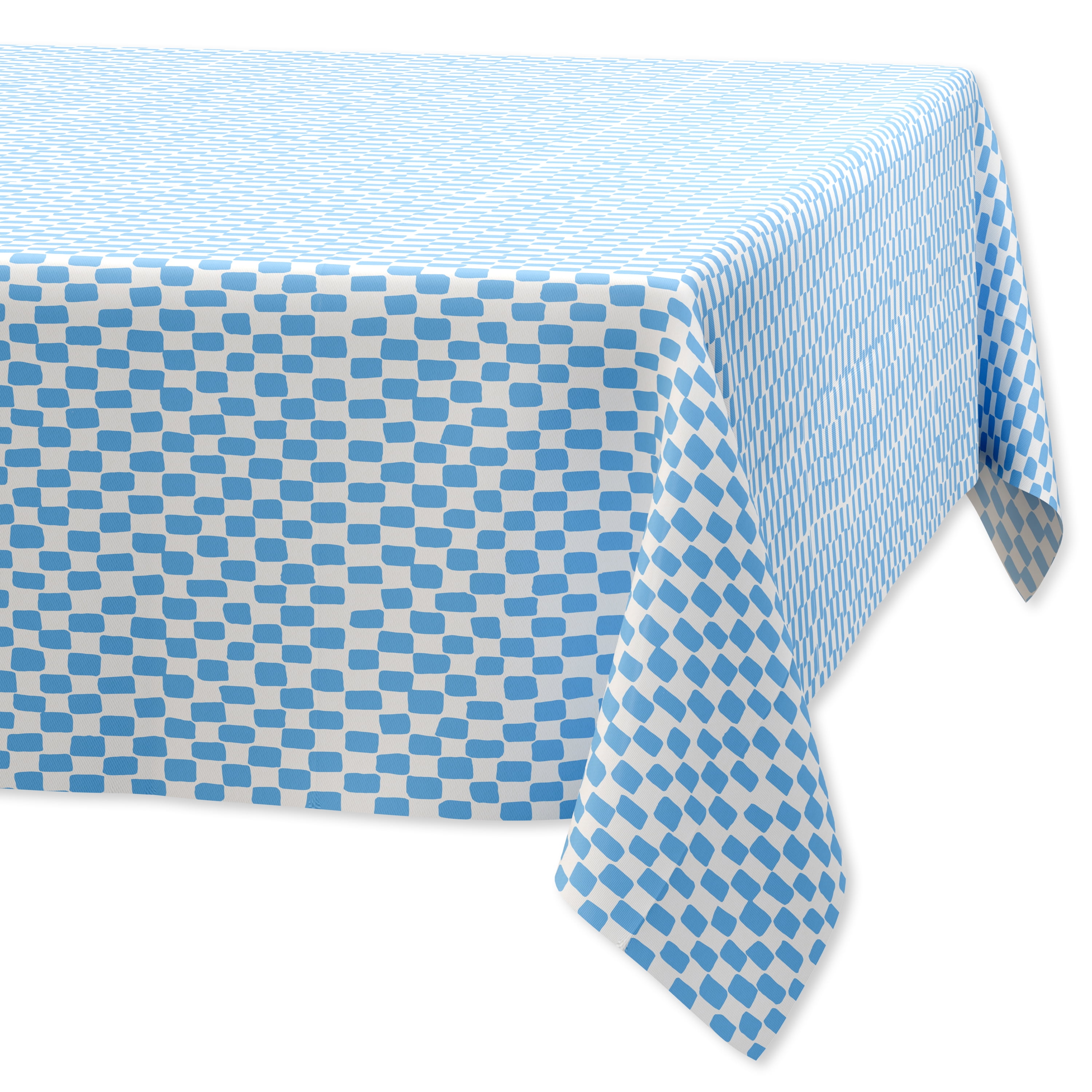 Bright Tides Rectangular Blue and White Gingham Paper Table Cover, 54" x 84", by Way To Celebrate