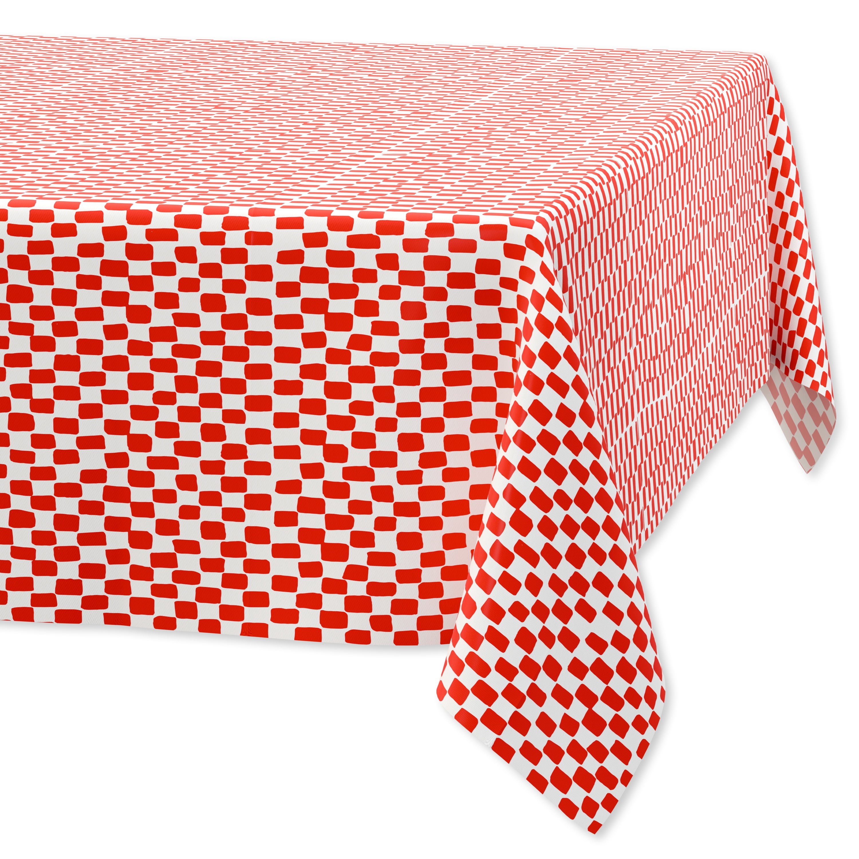 Bright Tides Rectangular Red and White Gingham Paper Table Cover, 54" x 84", by Way To Celebrate