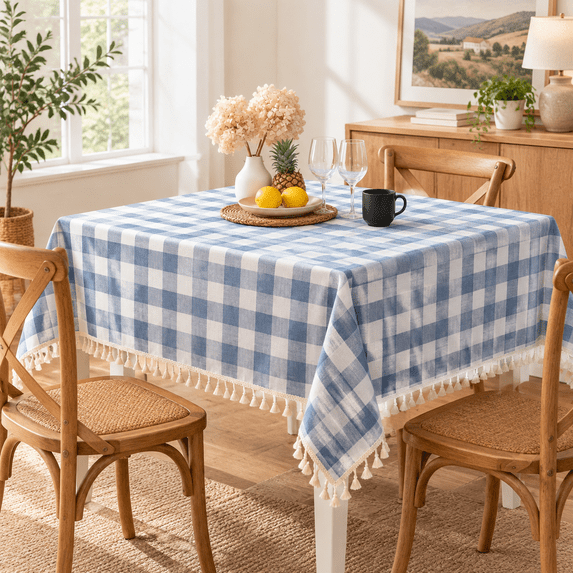 Tblue Gingham Tablecloth Rectangle 55