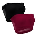 thumbnail image 1 of Tbopshirt 2 Pack Strapless Bras for Women Bandeau Bra No Padding Seamless Wireless Push Up Bra Ruched Front Breathable Mesh Side Comfort Tube Top Basic Bralette Top, 1 of 9