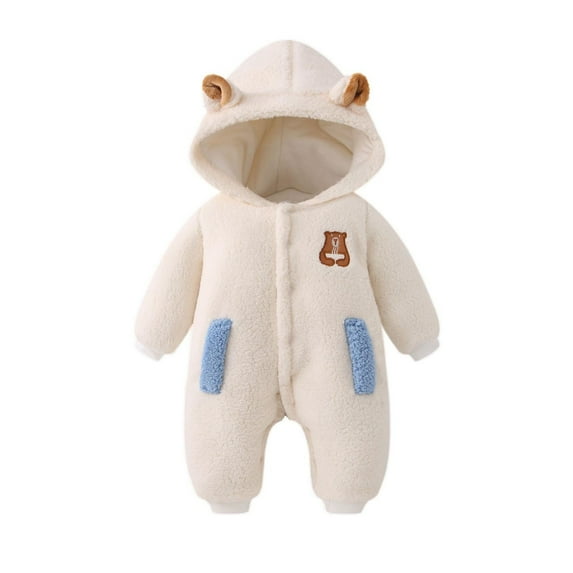 Tbopshirt Baby Girl Clothes,Baby Jumpsuit Romper,Children's Thick and Warm Hooded Long Sleeved Long Crawling Clothes,Baby Winter Clothes,Baby Girls Bodysuits,Gifts for Toddler Boys Girls