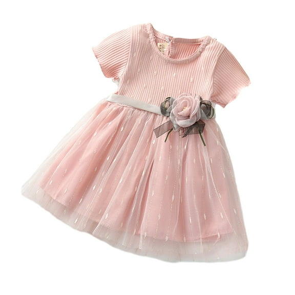 Tbopshirt Baby Girls Dresses Summer,Toddler Girl Dresses,1-4 Years Summer Girls' Children's Dress Short Sleeve Mesh Princess Skirt Baby Girls' Dress