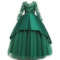 thumbnail image 1 of Tbopshirt Baby Girls Dresses,Toddler Girl Dresses,Lace Embroidery Flowers Net Yarn Temperament Bowknot Long Sleeve Birthday Party Gown Long Dresses, 1 of 9