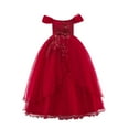 thumbnail image 1 of Tbopshirt Baby Girls Dresses,Toddler Girl Dresses,Toddler Girls Temperament Minimalistic Bowknot Embroidered Flower Net Yarn Birthday Party Gown Dresses, 1 of 9
