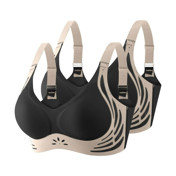 Tbopshirt Bras for Women,Push Up Sports Bras Padded Adjustable Shoulder Straps,2PC Fashion Seamless Contrast Sponge Underwear Soft Support Comfortable Breathable Fixed Cup Bra