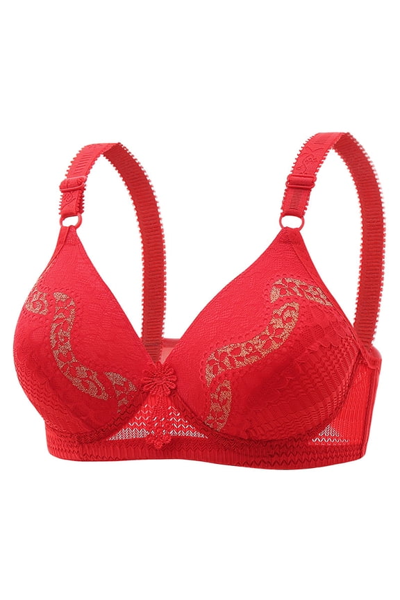 Bras for Women Plus Size,Wirefree Padded Bra Push Up,Embroidered Glossy Comfortable Breathable Bra Underwear No Rims,Women's T-Shirt Bras
