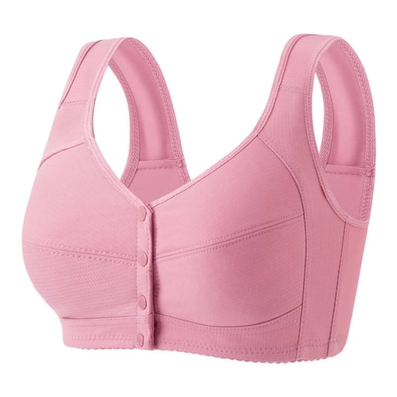 Tbopshirt Bras for Women Push Up Bra Comfortable Plus size Front button Underwear Without Rims and Wide Shoulder Straps Style Daily Bra