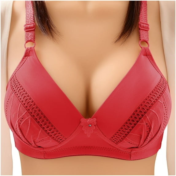 Tbopshirt Bras for Women Solid Color Comfortable Hollow Out Perspective Bra Underwear No Rims