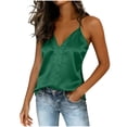 thumbnail image 1 of Tbopshirt Camisole Tops for Women Sleeveless Solid Color V Neck Spaghetti Strap Satin Summer Shirts,2XL, 1 of 5