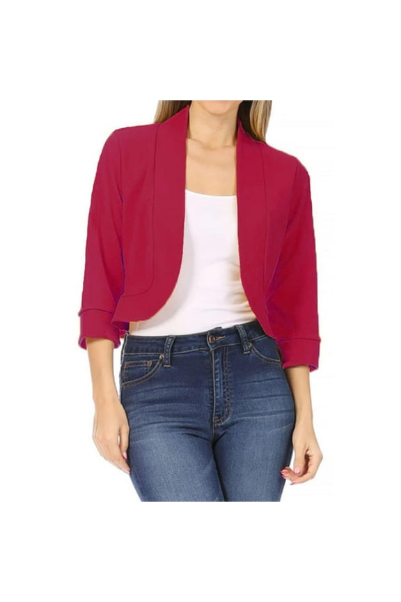 Cardigan for Women Fashion Mid Sleeve Top Solid Color Casual Jacket Business Small Suit Women Suit Jacket Girls Zip Up Jacket