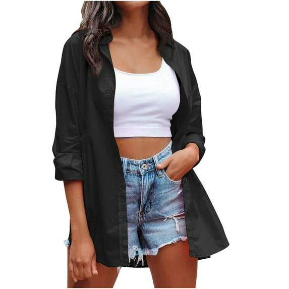 Tbopshirt Cardigan for Women,Fashion Women Long Sleeve Cardigan Solid Color Casual Cardigan Blouse Tops Girls Zip Up Jacket