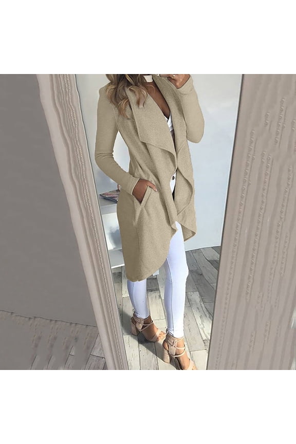 Cardigan for Women,Women Casua Solidl Long Sleeve Bottons Loose Hoodless Outwear Tops Girls Zip Up Jacket
