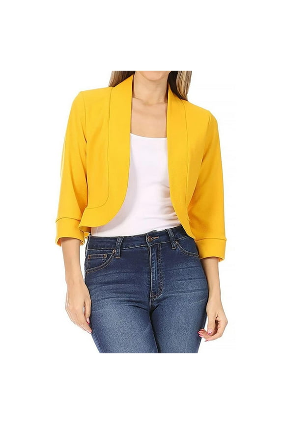 Cardigan for Women Fashion Mid Sleeve Top Solid Color Casual Jacket Business Small Suit Women Suit Jacket Girls Zip Up Jacket