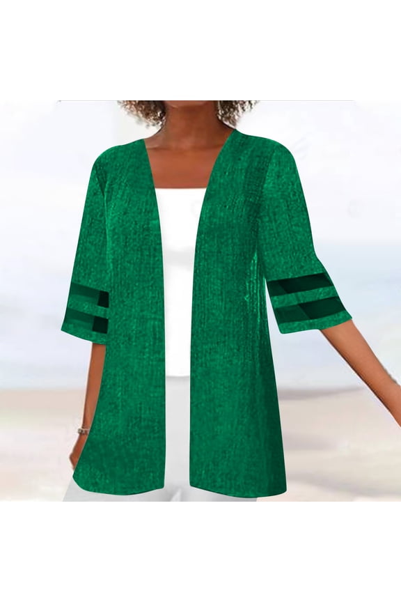 Cardigan for Women,Women Fashion Cardigan Up Casual Solid Color Half Sleeve Hoodeless Tops Girls Zip Up Jacket