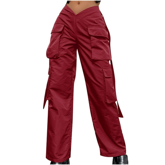 Tbopshirt Cargo Pants for Women Clearance Deals,Womens Pants,Women's Street Style Fashion Design Sense Multi Pocket Overalls Low Waist Sports Pants,Gifts for Women,Spring Savings