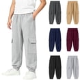 thumbnail image 1 of Tbopshirt Cargo Pants for Boys Joggers with Flap Pockets Elastic Waist Loose Fit Sweatpants for School Fall Bottoms Kids, 1 of 7