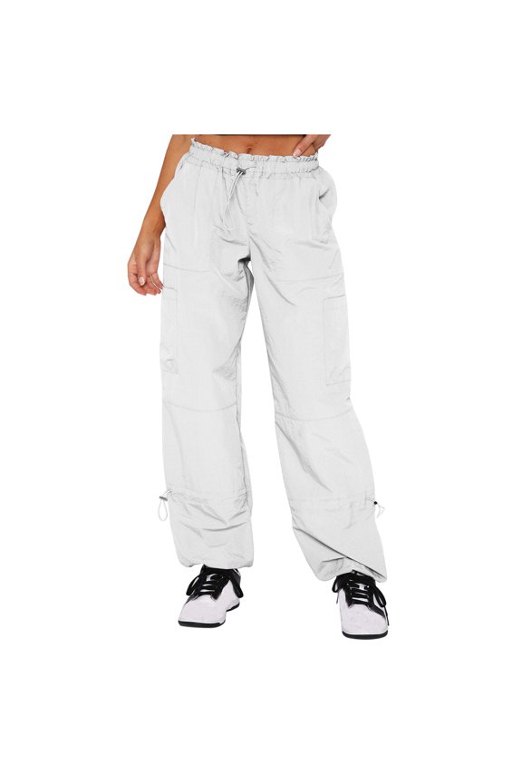Cargo Pants for Women,Womens Pants,Womens Fashion Summer Solid Casual Pocket Drawstring Elastic Waist Long Pants,Gifts for Women