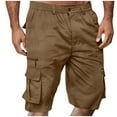 thumbnail image 1 of Tbopshirt Cargo Shorts for Men Casual Button Zipper Solid Knee Length Cargo Pants with Pocket Straight Button Zipper Shorts, 1 of 5