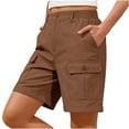 thumbnail image 1 of Tbopshirt Cargo Shorts for Women Solid Color Workwear Pocket Elastic Waistband Multi-pocket Pants Cargo Pants Five-inch Trousers, 1 of 6
