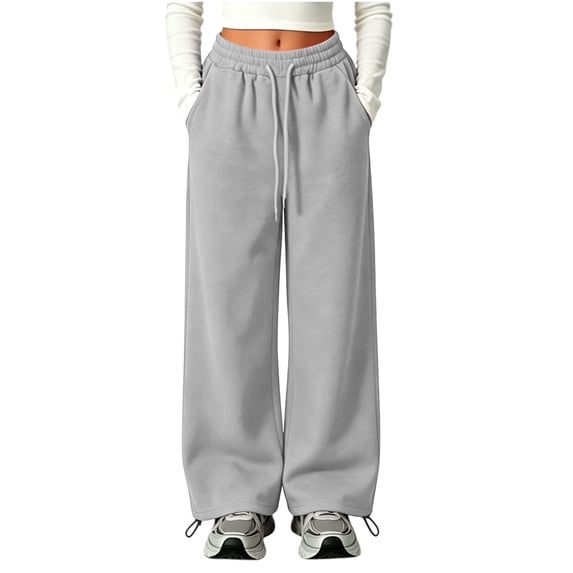 Tbopshirt Children's Unisex Boys Girls Sweatpants 2 in 1 Wide Leg & Jogger Pants Elastic Drawstring Waist Convertible Cuff Casual Trousers with Side Pockets