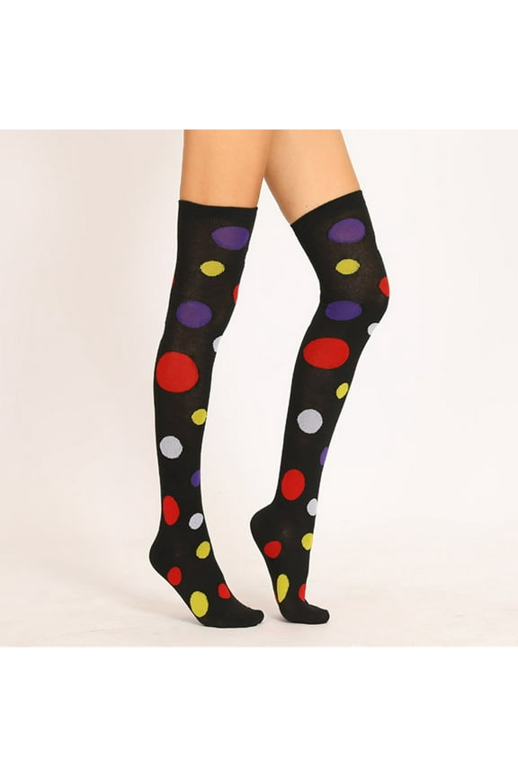 Christmas Stockings,Women's Polka Printed Christmas Clown Queuing Warm Stockings,Extra Long Knee Length Tight Knit Socks,Socks for Women