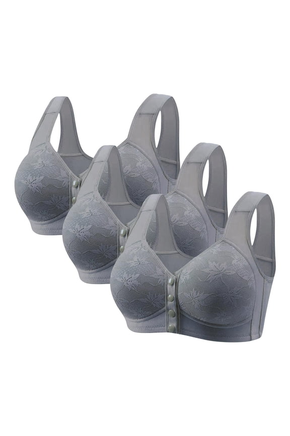 Front Closure Push Up Bra Wireless Plus Size,Fashion Non Magnetic and Non Steel Ring Gathered Bra with Thin Cup and Adjustable Lace Bra Underwear Women Bras Bras