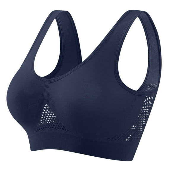 Tbopshirt Seamless Sports Bra Wirefree Yoga Bra with Removable Pads,Breathable Anti-Sagging Sports Bra for Women Plus Size Wireless Bras with Cooling Lift-Up Air Tech Mesh High Support