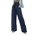 thumbnail image 1 of Tbopshirt Fashion Ladys High Waisted Pants Women's Loose Wide Leg Pants Cotton Linen Trousers Straight Pants Casual Pants, 1 of 4