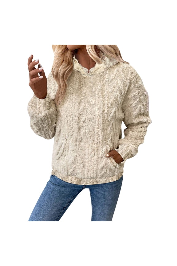 Fleece Sweatshirt Women,Oversized Hoodie,Solid Color Pullover Hooded Loose Plush Sweatshirt,Fuzzy Pullover
