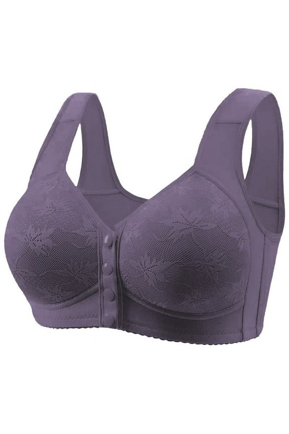 Front Closure Bras for Women,Fashion Non Magnetic and Non Steel Ring Gathered Bra with Thin Cup and Adjustable Lace Bra Underwear Push Up Women Bras Wireless
