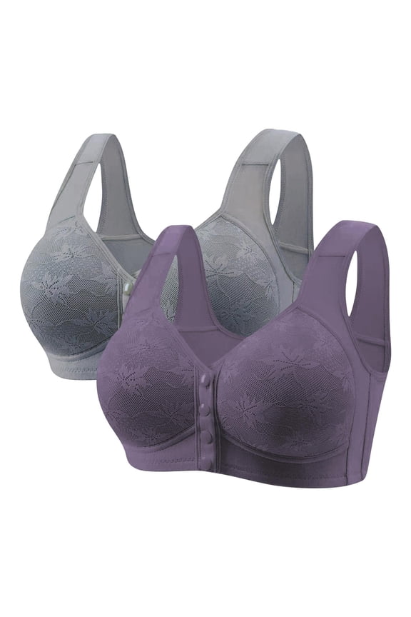 Front Closure Bras for Women,Fashion Non Magnetic and Non Steel Ring Gathered Bra with Thin Cup and Adjustable Lace Bra Underwear Women Bras Plus Size Push Up