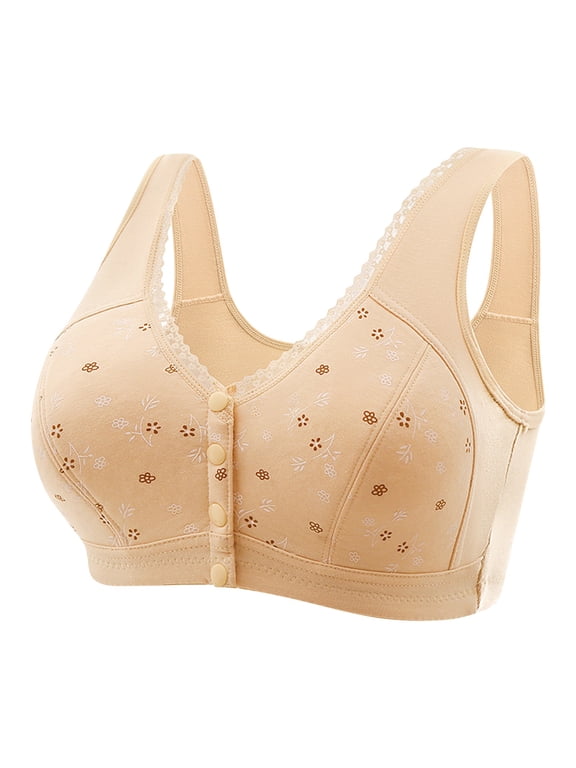 Front Closure Wirefree Bras for Women Plus Size,Women Bras Front Buckle for Middle-Aged and Elderly Underwear Soft Cotton Oversized Tank top