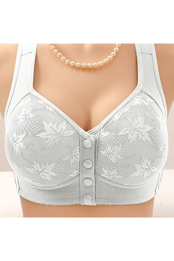 Front Closure Wireless Bra Plus Size,Bras for Women,Fashion Non Magnetic and Non Steel Ring Gathered Bra with Thin Cup and Adjustable Lace Bra Underwear Push Up Bras
