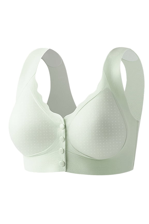 Front Closure Wireless Bra,Push Up Bras,Plus Size Seamless Ice Silk without Rims Gathered Breathable Adjustable Everyday Bras Womens Bras