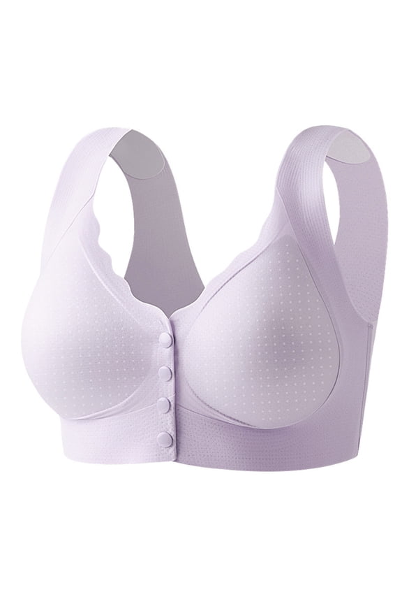 Front Closure Wireless Bra,Push Up Bras,Plus Size Seamless Ice Silk without Rims Gathered Breathable Adjustable Everyday Bras Womens Bras