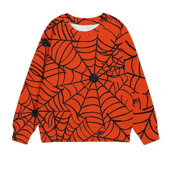 Tbopshirt Girls Hoodies Halloween Costumes for Kids Girls Sweatshirts Hoodie,Long Sleeved T-shirt Printed Round Neck Short Tops for Boys and Girls Aged 1-12Y,Hoodless Sweatshirt