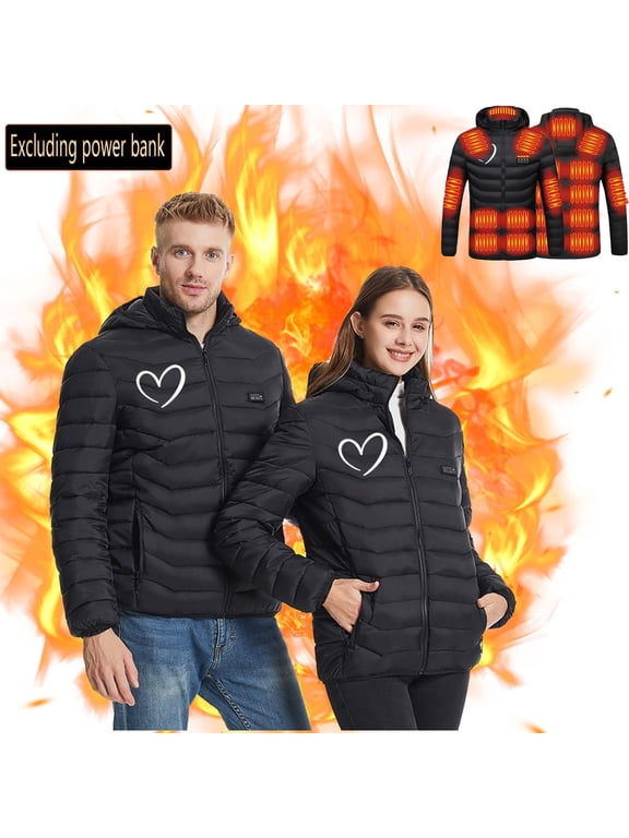 Heated Jacket,Winter Coats for Women,USB Intelligent Constant Temperature Heated Windproof Plus Size Coat for Men and Women Winter 4 Heated Jacket Coat