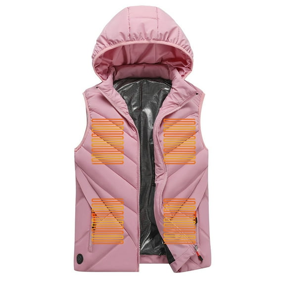 Tbopshirt Heated Vest,Winter Coats for Women,Outdoor Warm Clothing Heated for Riding Skiing Fishing Charging Via Heated Coat With Pocket