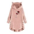 thumbnail image 1 of Tbopshirt Hoodies Pullover Hooded Sweatshirts for Women,Plus Size Essential Crewneck Sweatshirts Christmas Plush Hooded Long Sleeve Pullover Print Top, 1 of 3