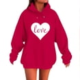 thumbnail image 1 of Tbopshirt Hoodies for Women Plus Size Oversized Valentine's Day Casual Round Neck Long Sleeve Pullover with Front Pocket and Drawstring Sweatshirt Red,S, 1 of 6