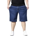 thumbnail image 1 of Tbopshirt Jean Shorts for Men Plus Size Summer Denim Elastic Waistband Button Open Pocket Shorts, 1 of 9