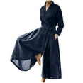 thumbnail image 1 of Tbopshirt Jumpsuits for Women Clearance,Plus Size Wide Leg Overalls,Casual Solid Long Sleeve Turn-down Collar Suit Collar Cotton Linen Romper Long Playsuit Zipper Jumpsuit,Womens Jumpsuits Pants, 1 of 6