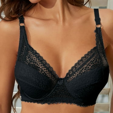 Tbopshirt Lace Bras for Women Plus Size,Women Bras Embroidered Glossy Comfortable Breathable Bra Underwear With Rims