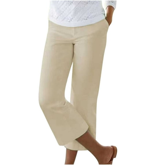 Tbopshirt Linen Pants Women Plus Size,Womens Fashion Casual Pants Gifts for Women,Spring and Summer Solid Elastic Waist Cotton Versatile Straight Tube Wide Leg Pants